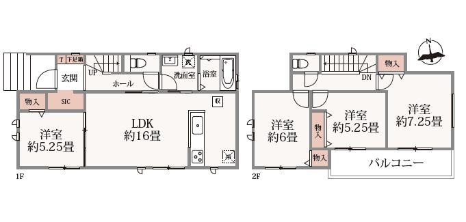 水戸市双葉台2丁目　新築戸建　A号棟の間取り