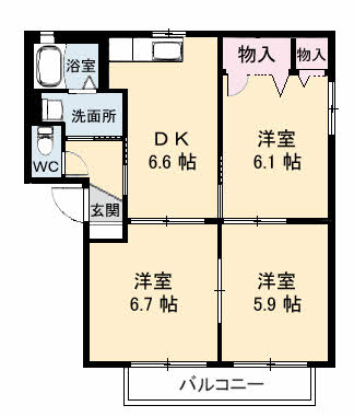 【間取り】 | サニーズ福庭Ⅱ　C棟