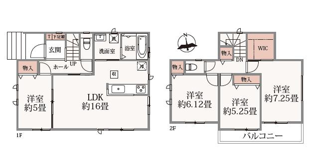 水戸市双葉台2丁目　新築戸建　B号棟の間取り