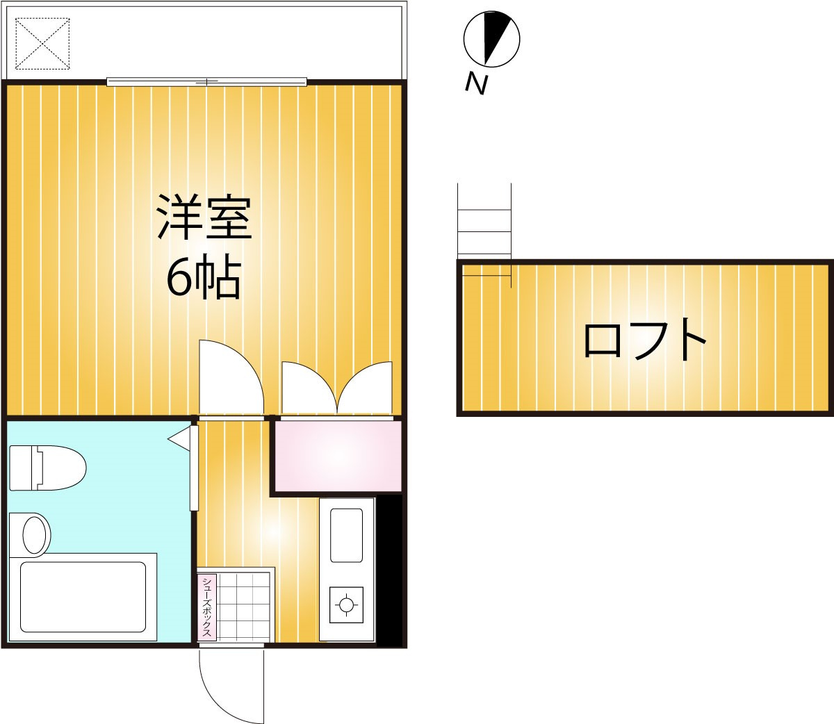 ラダトームの間取り|ロフト付きの1Kです