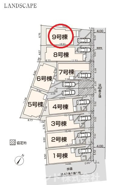 八王子市並木町～全９棟～の区画図|美しい街並みが形成される分譲地です！前面道路もゆとりがあり、お車の出し入れもスムーズに行えます。同じタイミングで入居されるご近所さんも多く、小さなお子様がいるご家庭も安心して暮らせる環境です☆