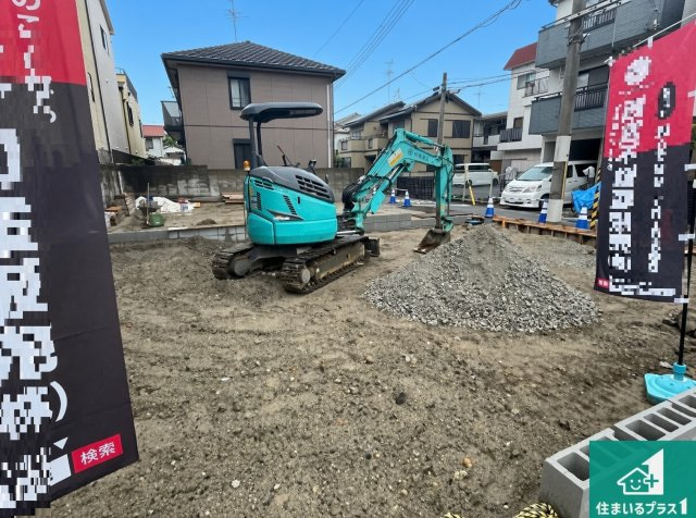 豊中市上津島　第1期　新築一戸建ての外観|現在の進捗状況です！順調に作業進行中、完成が待ち遠しいです！詳細の間取り等、お気軽にお問い合わせください！