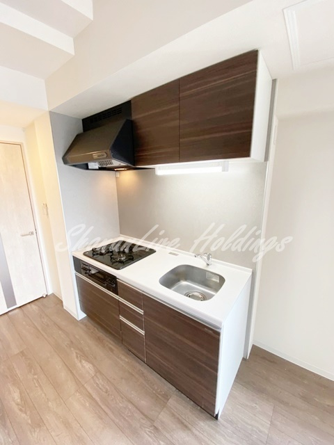 厚木市田村町の賃貸マンションのキッチン|ガス3口システムキッチン♪