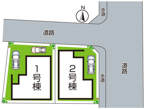 豊中市上津島　第1期　新築一戸建ての区画図|全２区画