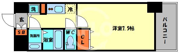 HRフロントリーガル難波WESTの間取り|HRフロントリーガル難波WEST　間取り