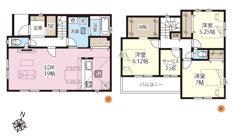 鴻巣市天神　2期　新築一戸建て　グラファーレ　06の間取り|【全7棟・6号棟】鴻巣市天神　2期　新築一戸建て　グラファーレ　06・3SLDK・土地面積134.01m2・建物面積102.47m2