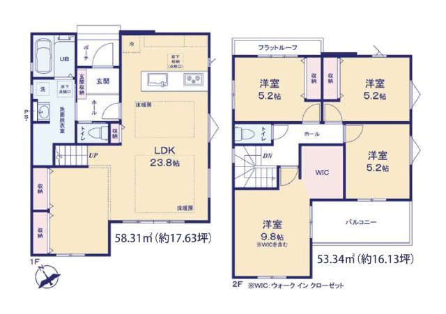 福岡市東区土井2丁目第3-4棟（2号棟）の間取り