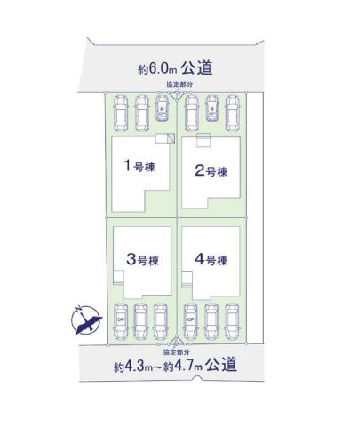 福岡市東区土井2丁目第3-4棟（2号棟）の区画図|配置図（2号棟）