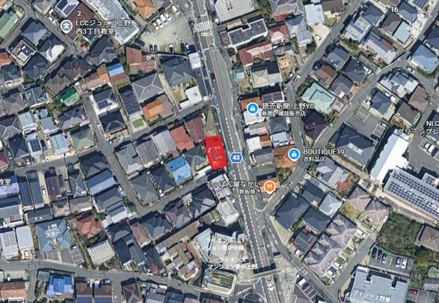豊中市上野西　ロードサイド角地の地図
