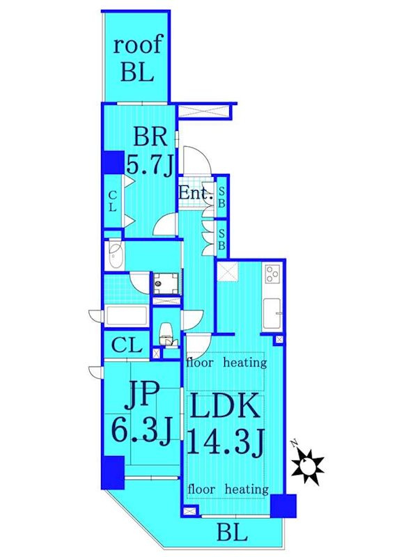パークハウス鶴見本町通の間取り|２LDKの使いやすい間取りです。