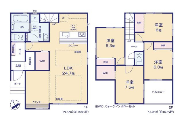 福岡市東区土井2丁目第3-4棟（4号棟）の間取り