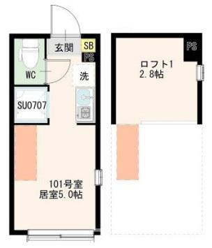 杉並区高円寺北４丁目のアパートの間取り
