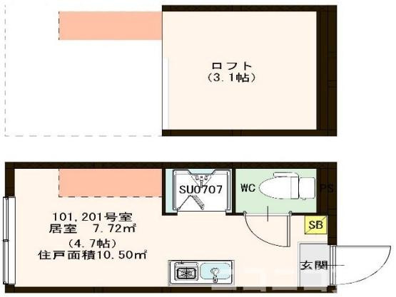 北区志茂４丁目のアパートの間取り
