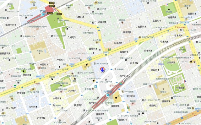 六甲道ロイヤルマンションの地図|南・北の両面バルコニーで陽当たり・通風良好です！