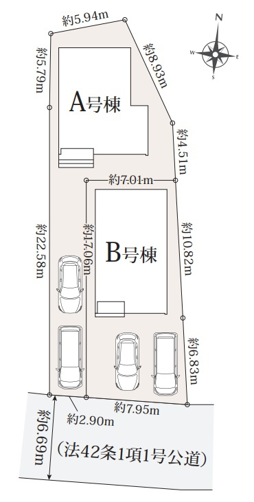 三島郡島本町山崎　新築一戸建ての区画図|全2区画