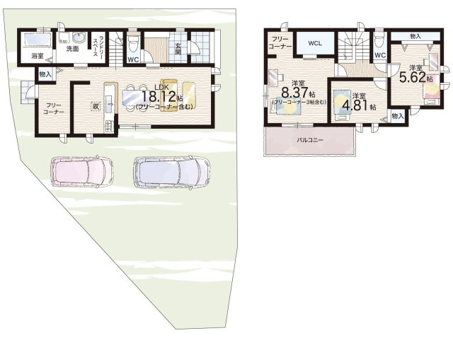 神戸市北区鈴蘭台西町　新築一戸建ての間取り