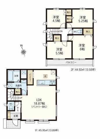 国分寺市北町3丁目　西武国分寺線　鷹の台駅　新築戸建の区画図