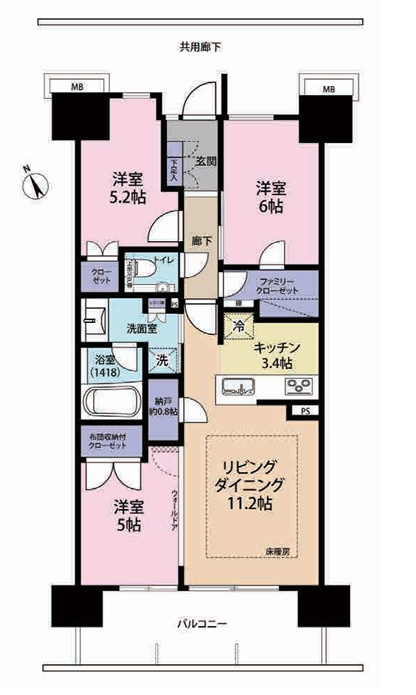 プレミスト湘南辻堂フォレストフェイスの間取り