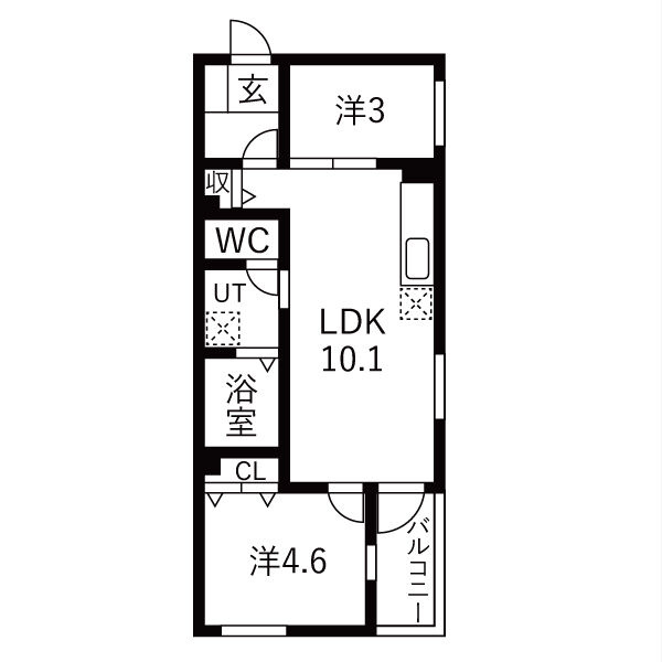 クラージュ黒川Ⅱの間取り