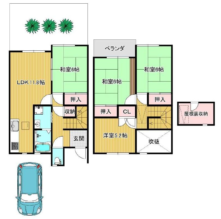 須磨区神の谷４丁目　中古テラスハウスの間取り