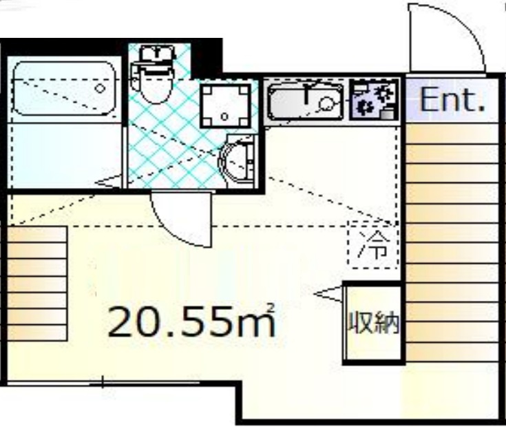 メゾンドオーブの間取り|間取り　ロフト付の1R8帖バストイレ別独立洗面台