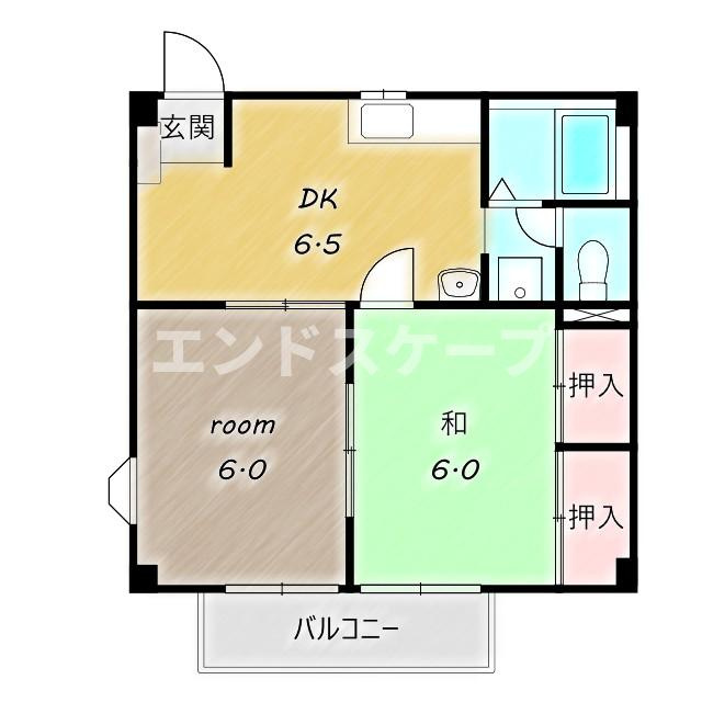 テルサ中居Ｂの間取り|高崎、前橋のお部屋探しはエンドスケープまで！お客様の理想お聞かせ下さい♪