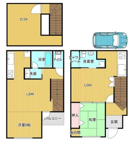 吉田町2丁目の間取り|6帖以上のゆとりある間取り