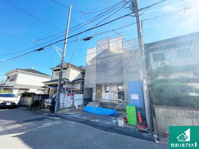 城陽市寺田今堀　第2期　新築一戸建ての外観|周辺は落ち着いた街並みの住宅地！子育てがしやすい住環境です！まだ未完成ですが、現地でしかわからない事もございます。是非一度ご覧ください。