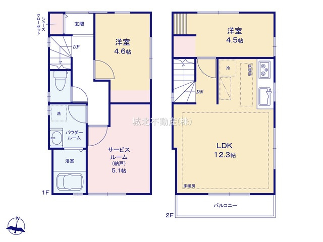 練馬区西大泉6丁目 限定1棟の間取り|建物面積57.78㎡ 2階建て3LDK(納戸表記を含む）
各お部屋に採光や風通りが届く考えられた間取り