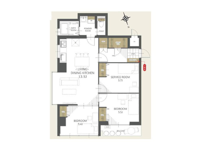 【間取り】 | ワコー徳丸マンション　（成増店） | 角部屋の為、通風良好です。リフォーム済（令和8年10月下旬完了予定）の為、すぐにでも新しい生活をはじめることができます。
※図面を基に作成しています。現況と異なる場合は現況を優先いたします。