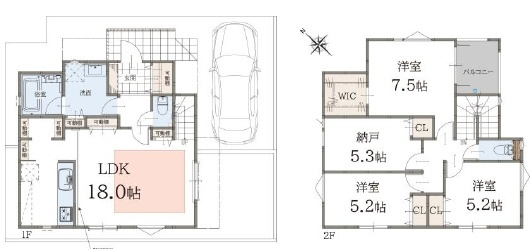 西宮市田近野町　新築一戸建ての間取り|C号地