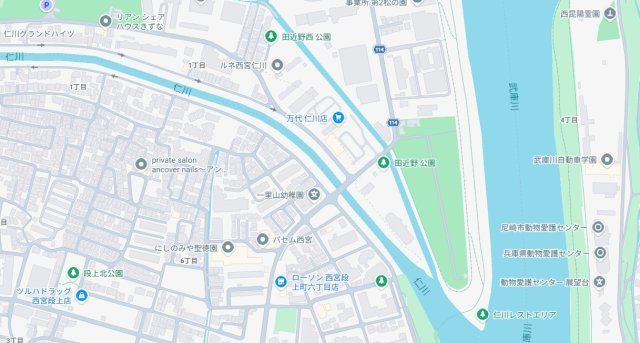 西宮市田近野町　新築一戸建ての地図