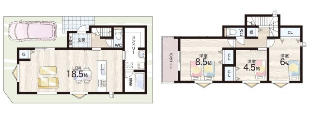 神戸市垂水区星陵台　第1期　新築一戸建ての間取り|1号地