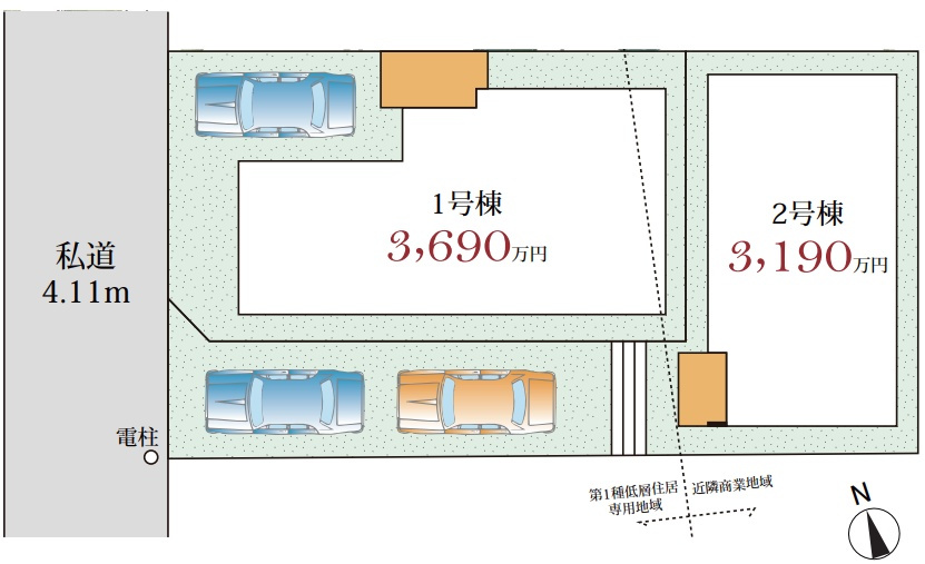 神戸市垂水区星陵台　第1期　新築一戸建ての区画図|全2区画