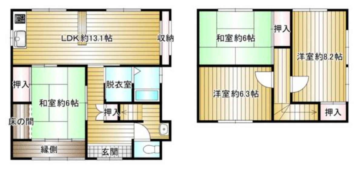 富雄北3丁目戸建の間取り