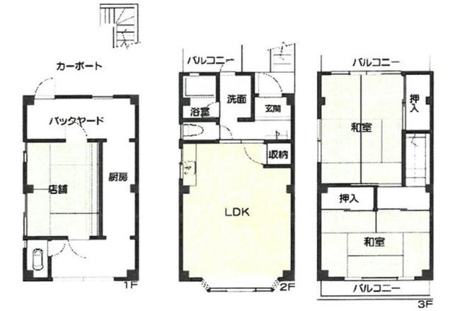 桂西滝川町店舗の間取り