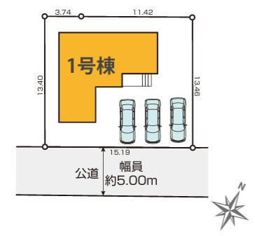 八王子市　片倉町　新築一戸建て　２４期の区画図|～南東側5ｍ道路に面している整形地～
