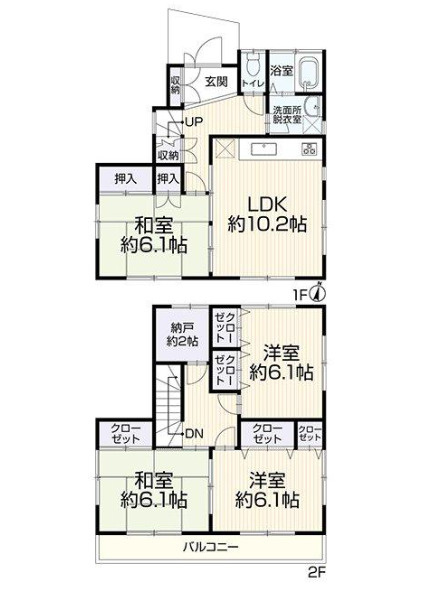 中古／富士見市東大久保の間取り|2階建て4SLDK