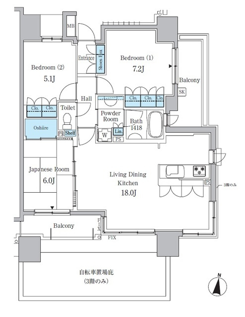 パークアクシス金山ＷＥＳＴの間取り