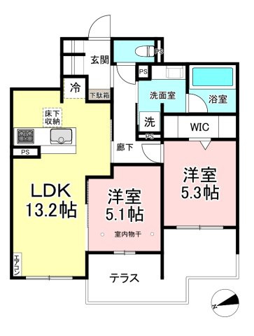 【間取り】 | 【新築】フォレ　アベニール | カップルさんやファミリーさんにもオススメの2LDKタイプ！なんと言っても角部屋なのが嬉しい♪