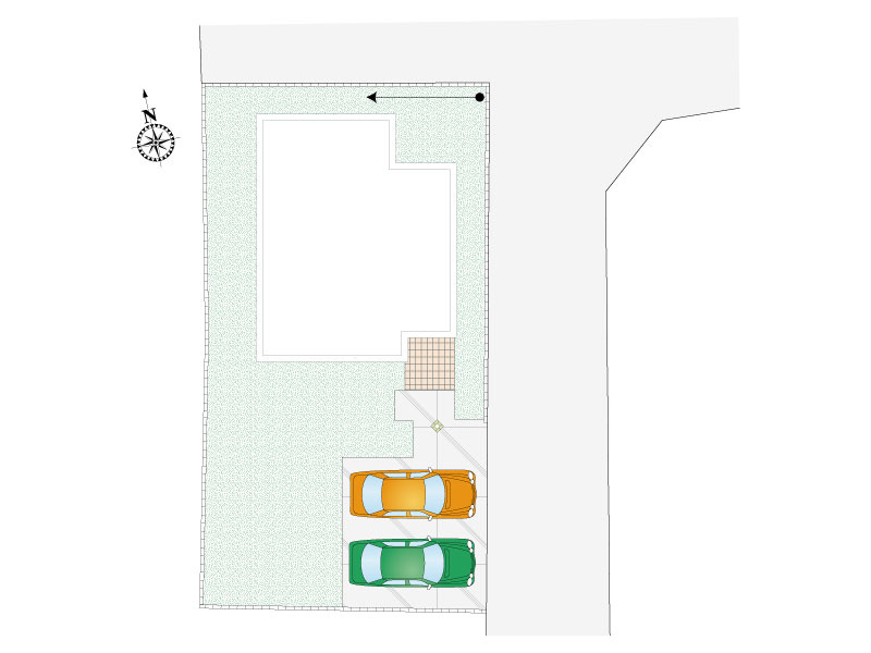 【区画図】前面道路は、交通量も少ないので、ゆっくり安全に駐車できます。最大４台駐車可能。