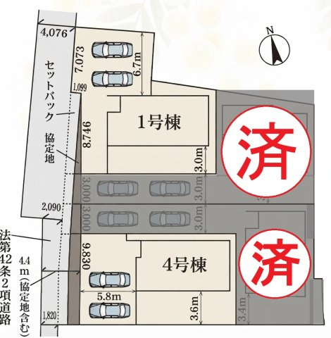 仲介手数料無料【リナージュ愛西市大井町第2期　新築戸建】の区画図