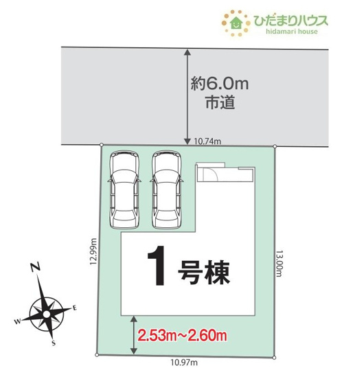 【区画図】 | 牛久市南6丁目01期　新築戸建 | 車の出入りもラクラクな前面道路幅6ｍ！