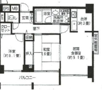 足立区東綾瀬２丁目の賃貸マンションの間取り