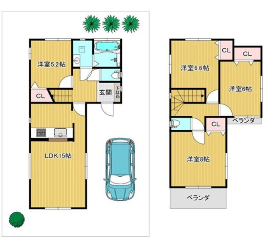 滝谷町3丁目の間取り|2021年6月築　
前道は陽当たり・風通しが良い南向き幅員5.9ｍ
