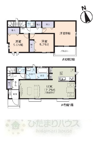 野田市上花輪新町31番　新築戸建　A号棟の間取り|A号棟　3LDK+駐車場スペース2台分