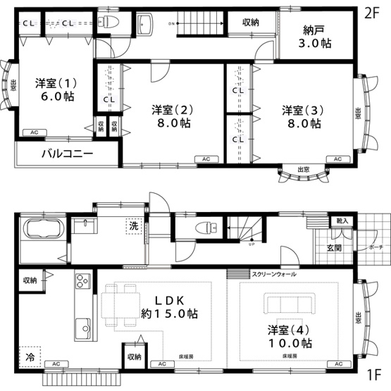 【間取り】 | 小島町戸建-普通借家2年-