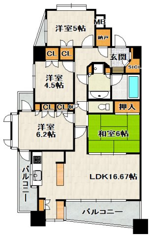 パークスクエア宝塚フォレストタワーの間取り