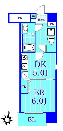 コンフォートリヴ戸塚の間取り|1DKの使いやすい間取りです。