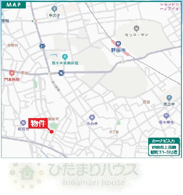 野田市上花輪新町31番　新築戸建　B号棟の地図|カーナビ：「野田市上花輪新町31-5付近」